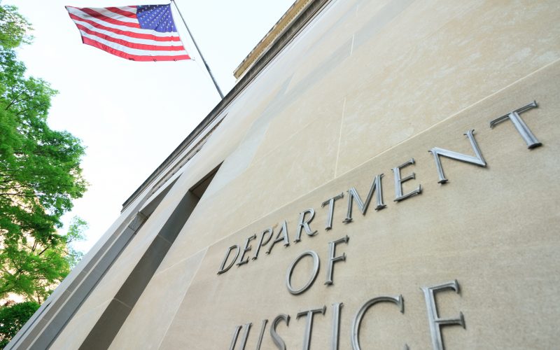 The northern facade of the Department of Justice building in the nations capital