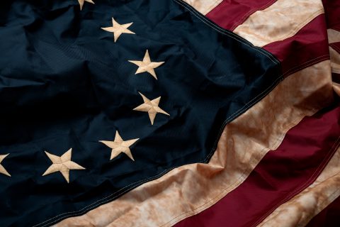 A close-up image of the American flag.