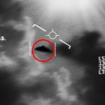 A UFO is circled in a blurry image