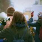 Student protestors march